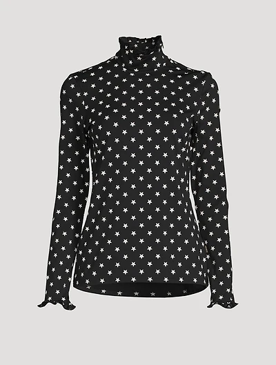 Stardust Ruffle Top Star Print