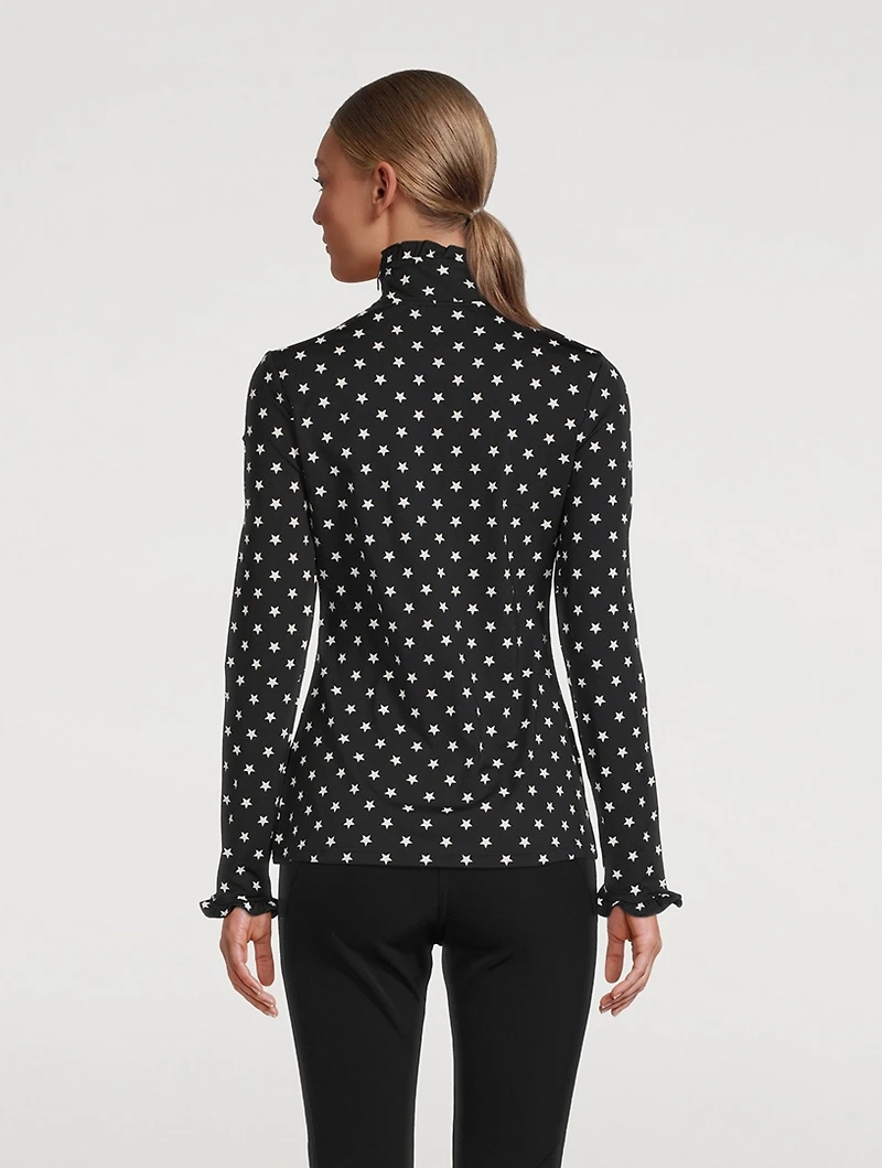 Stardust Ruffle Top Star Print