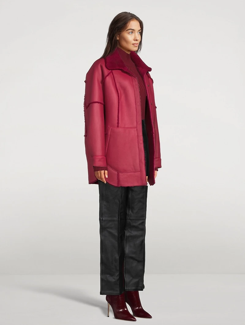 Fractal Reversible Shearling Shirt Jacket