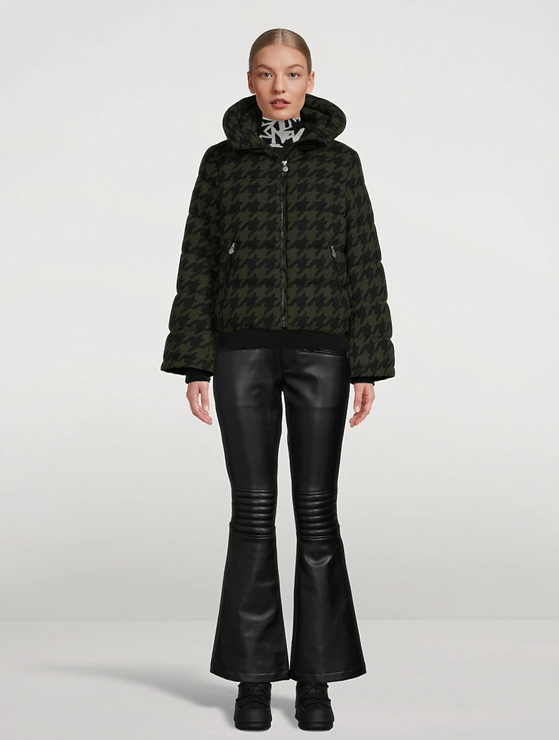 Flare Down Jacket Houndstooth Print