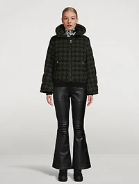 Flare Down Jacket Houndstooth Print