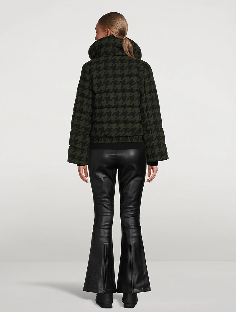 Flare Down Jacket Houndstooth Print