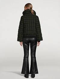 Flare Down Jacket Houndstooth Print