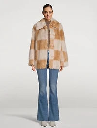 Nani Faux Fur Coat Check Print