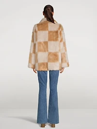 Nani Faux Fur Coat Check Print