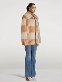 Nani Faux Fur Coat Check Print