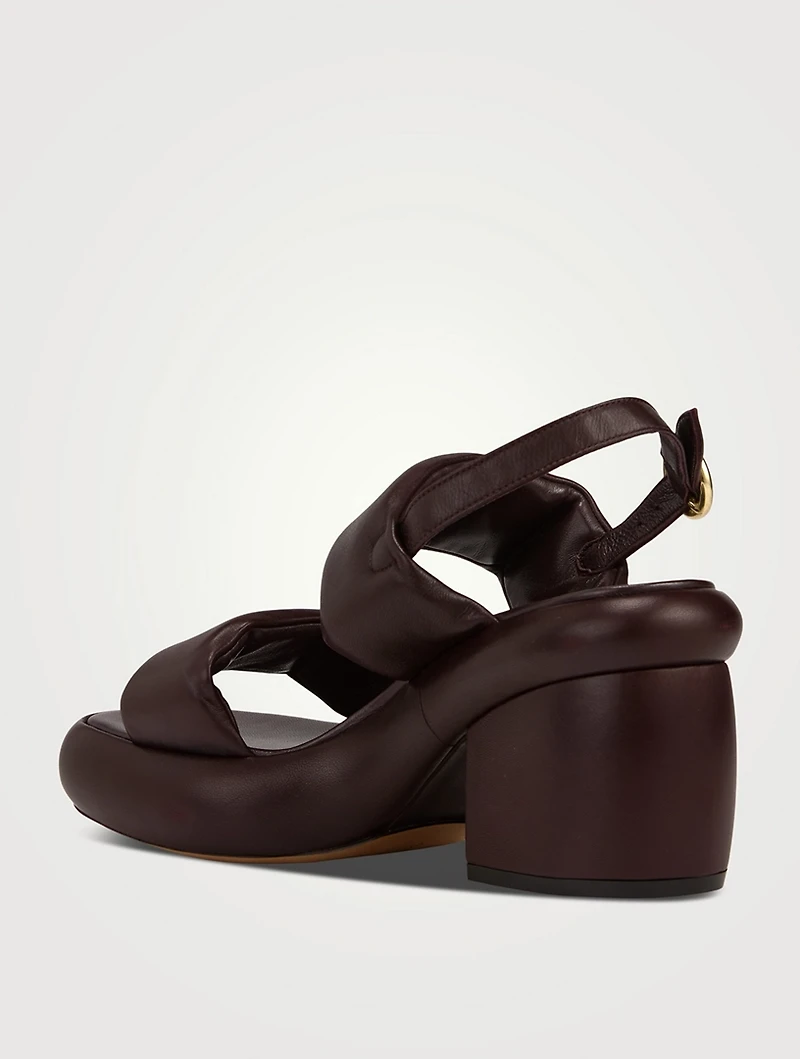 Puffy Leather Slingback Sandals