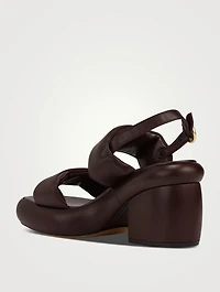 Puffy Leather Slingback Sandals