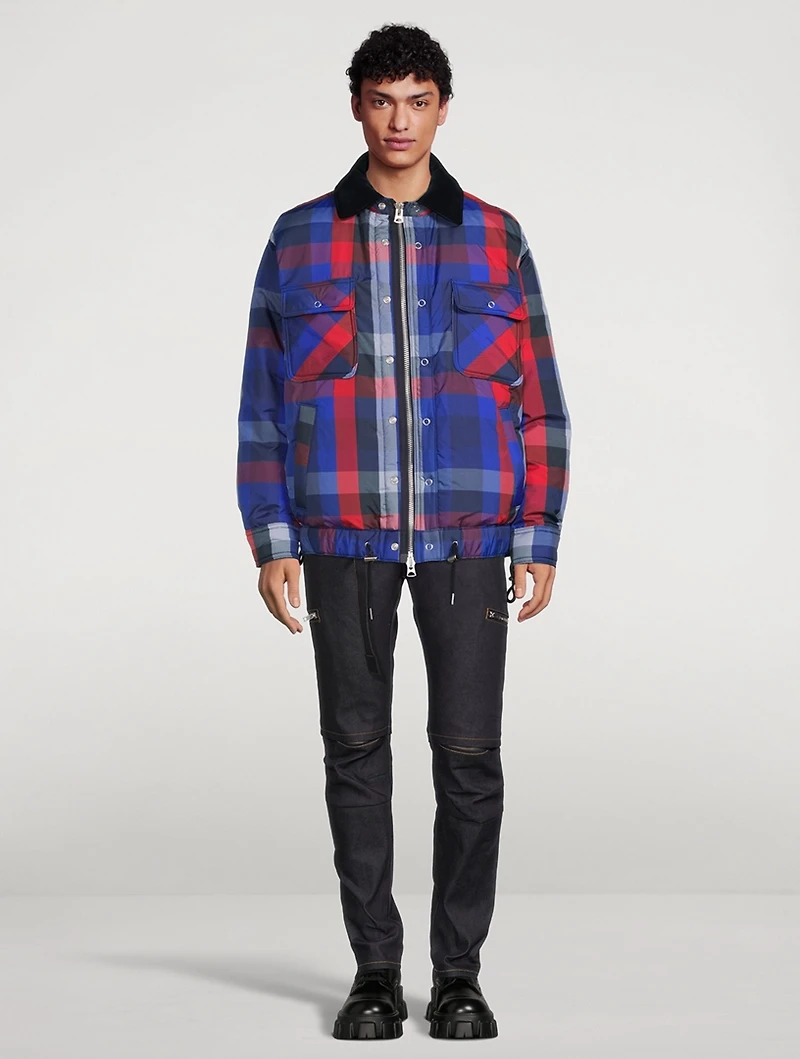 Plaid Padded Blouson Jacket