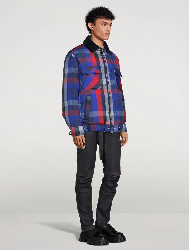 Plaid Padded Blouson Jacket