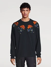 Flower Embroidery Long-Sleeve T-Shirt