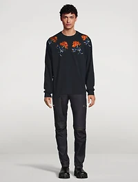 Flower Embroidery Long-Sleeve T-Shirt