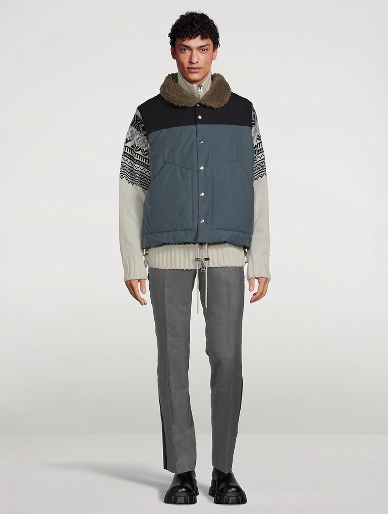 Wool And Nylon Padded Knit Jacket