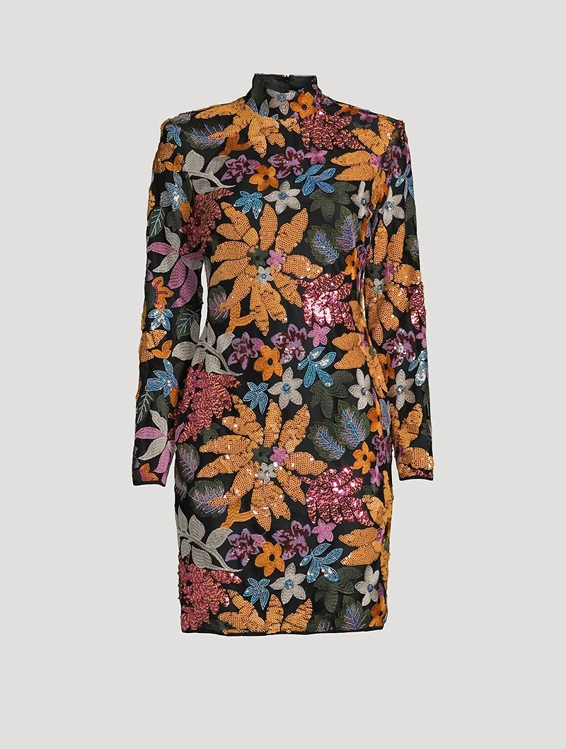 Embellished Floral Mini Dress
