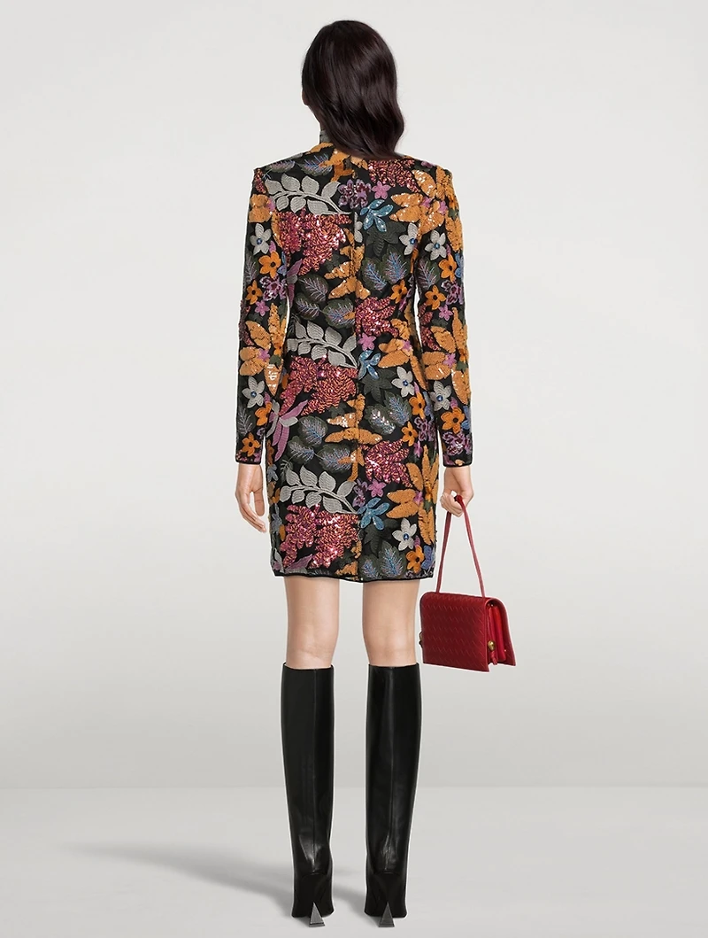 Embellished Floral Mini Dress