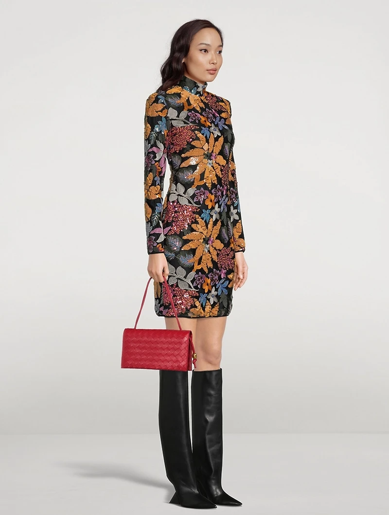 Embellished Floral Mini Dress