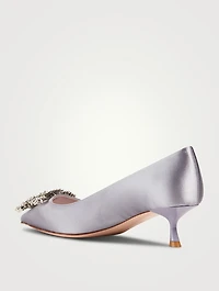 RV Bouquet Strass Pearl Buckle Satin Pumps