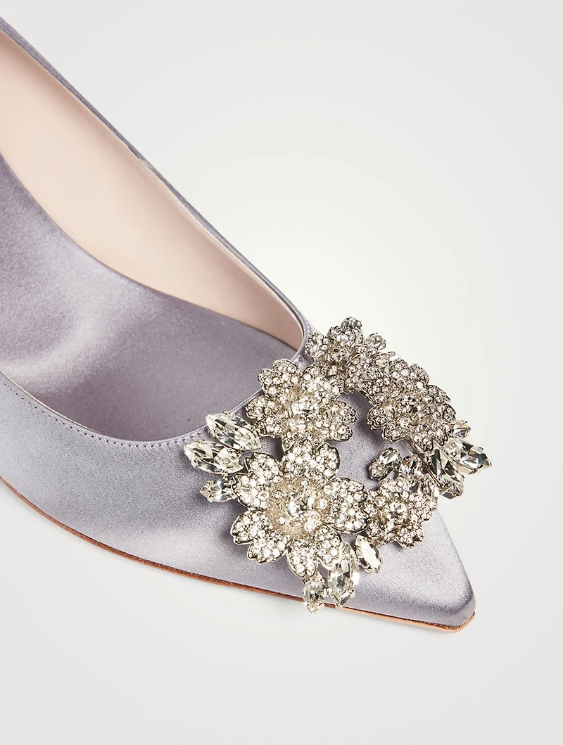 RV Bouquet Strass Pearl Buckle Satin Pumps