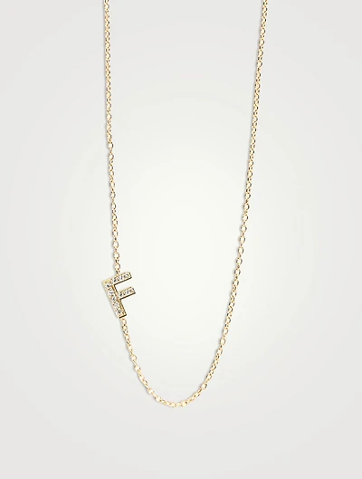 Love Letter 14K Gold F Pavé Diamond Necklace