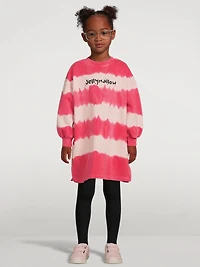 Cotton Long-Sleeve Dress Tie-Dye Print
