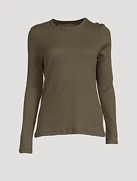 Cotton And Cashmere Ribbed Long-Sleeve T-Shirt