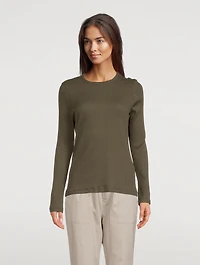 Cotton And Cashmere Ribbed Long-Sleeve T-Shirt