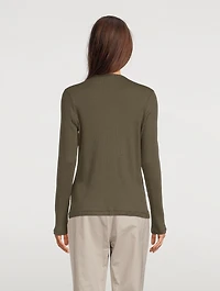 Cotton And Cashmere Ribbed Long-Sleeve T-Shirt