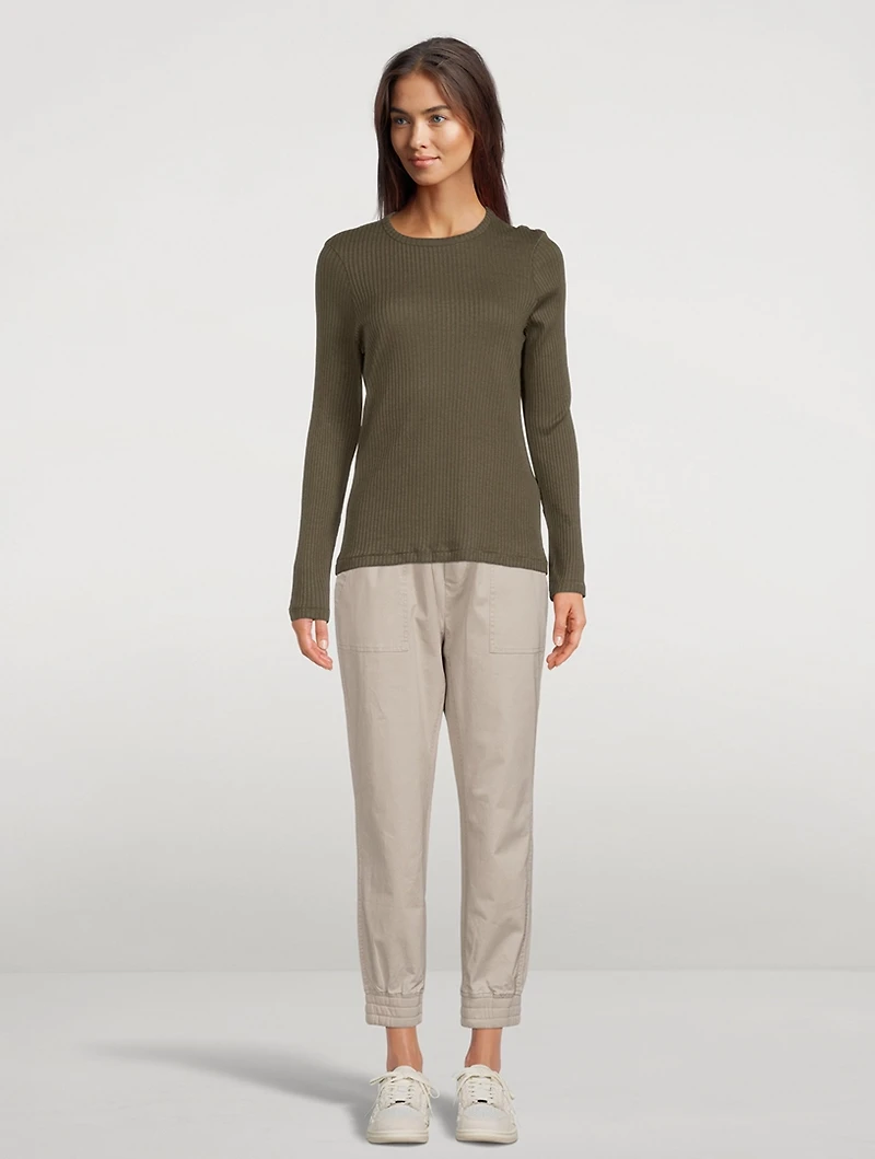 Cotton And Cashmere Ribbed Long-Sleeve T-Shirt