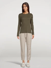 Cotton And Cashmere Ribbed Long-Sleeve T-Shirt