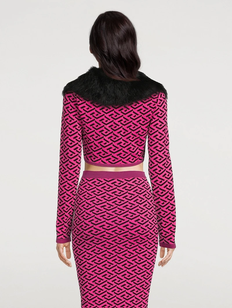 La Greca Cut-Out Cropped Cardigan