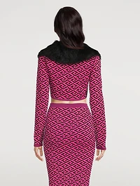 La Greca Cut-Out Cropped Cardigan