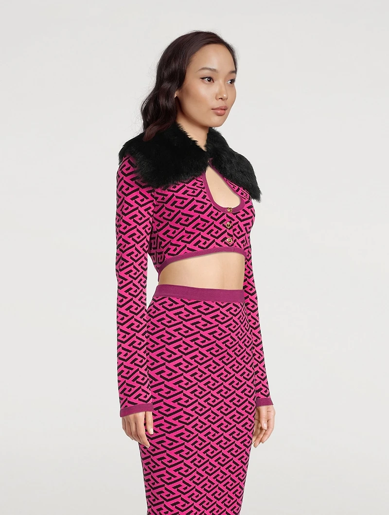 La Greca Cut-Out Cropped Cardigan