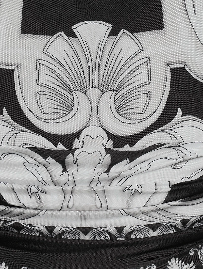 Halter Dress Silver Baroque Print