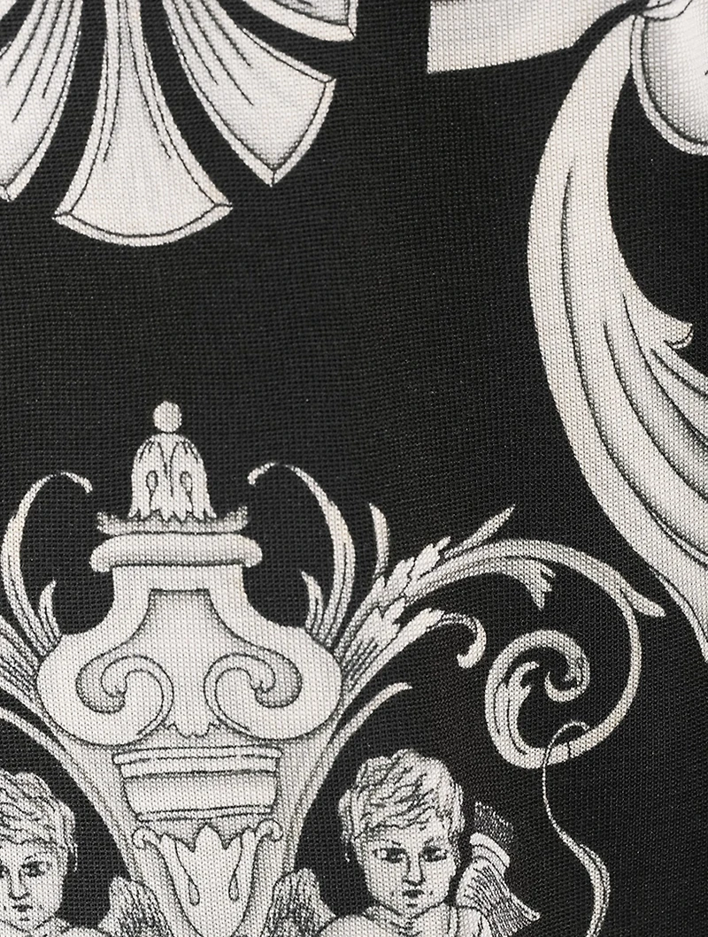 Silk Sweater Vest Silver Baroque Print
