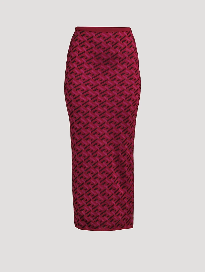 La Greca Jacquard Pencil Skirt