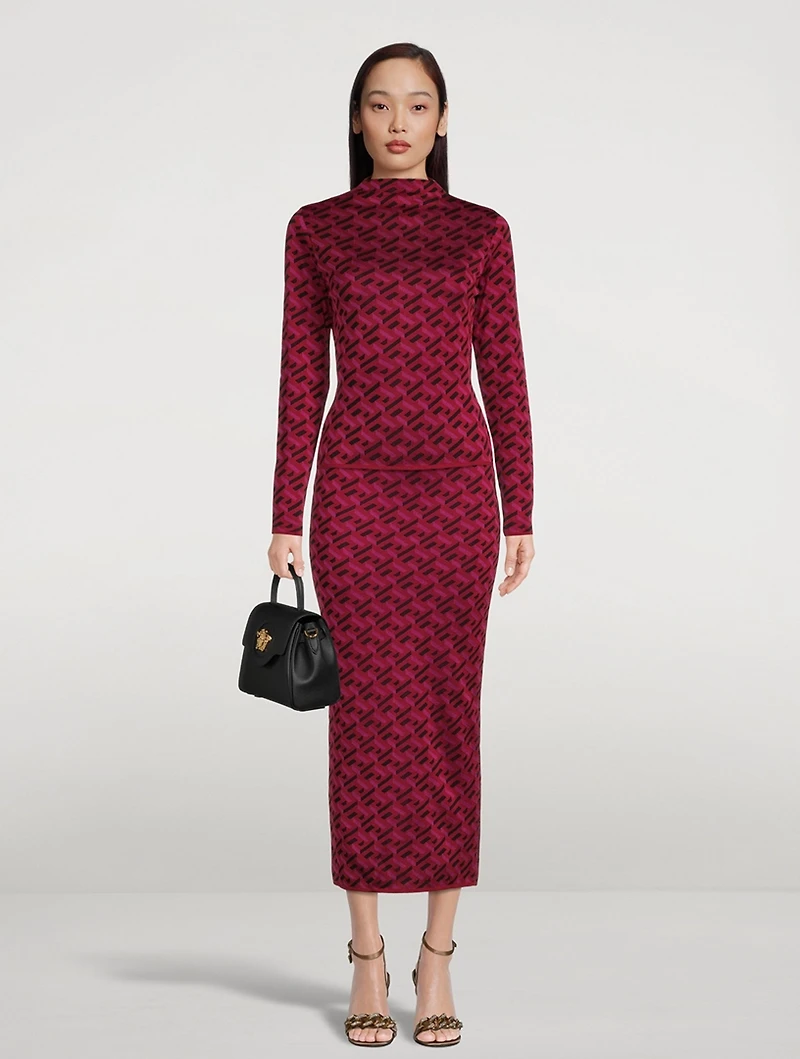La Greca Jacquard Pencil Skirt