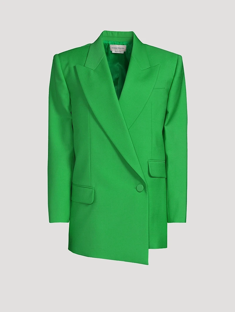 Drop Hem Double-Breasted Blazer