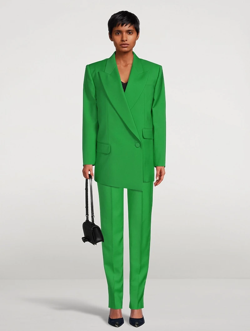 Drop Hem Double-Breasted Blazer