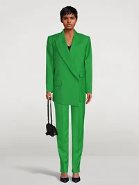 Drop Hem Double-Breasted Blazer