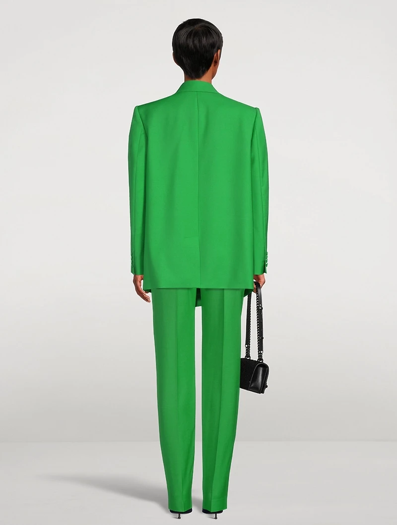 Drop Hem Double-Breasted Blazer