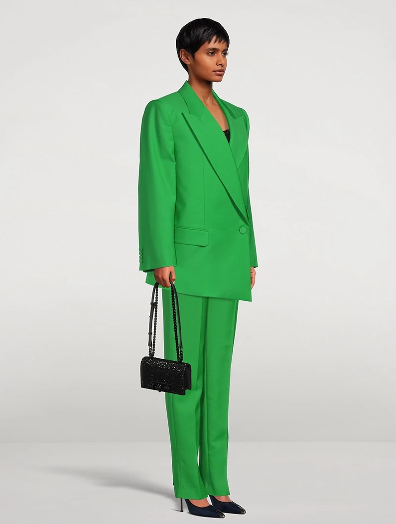 Drop Hem Double-Breasted Blazer