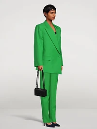 Drop Hem Double-Breasted Blazer