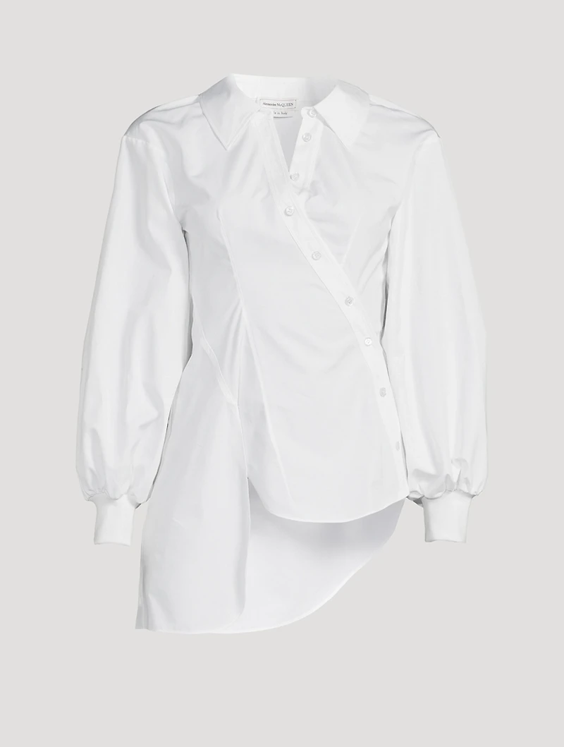 Asymmetrical Wrap Poplin Blouse