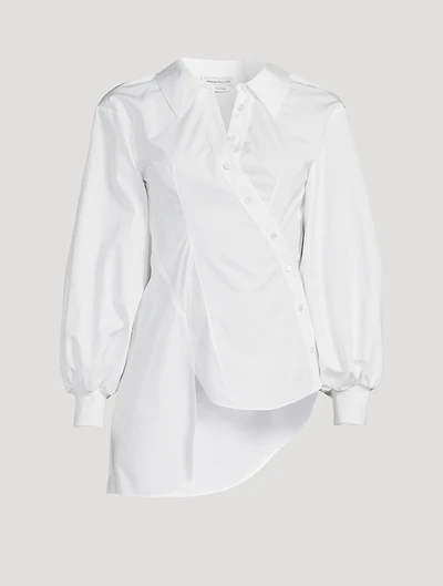 Asymmetrical Wrap Poplin Blouse