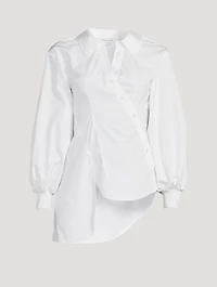 Asymmetrical Wrap Poplin Blouse