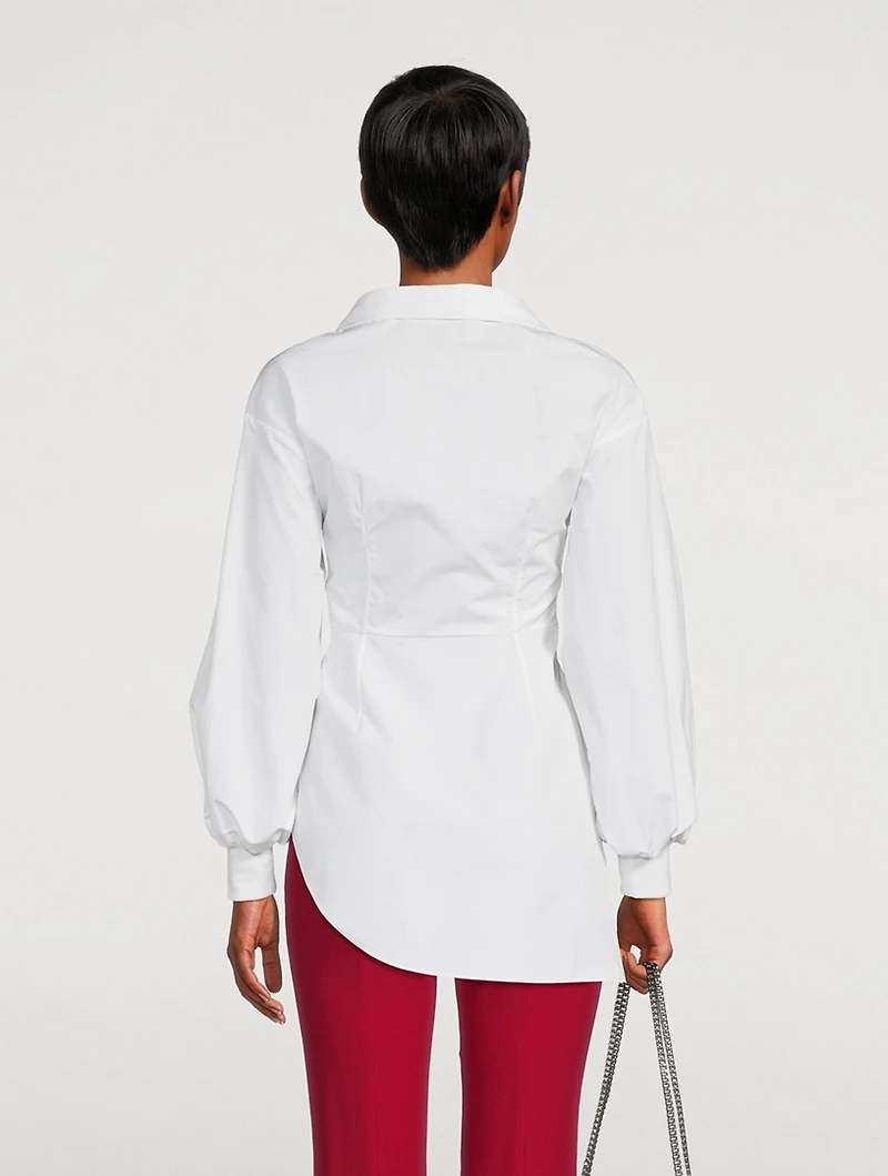 Asymmetrical Wrap Poplin Blouse