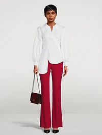 Asymmetrical Wrap Poplin Blouse