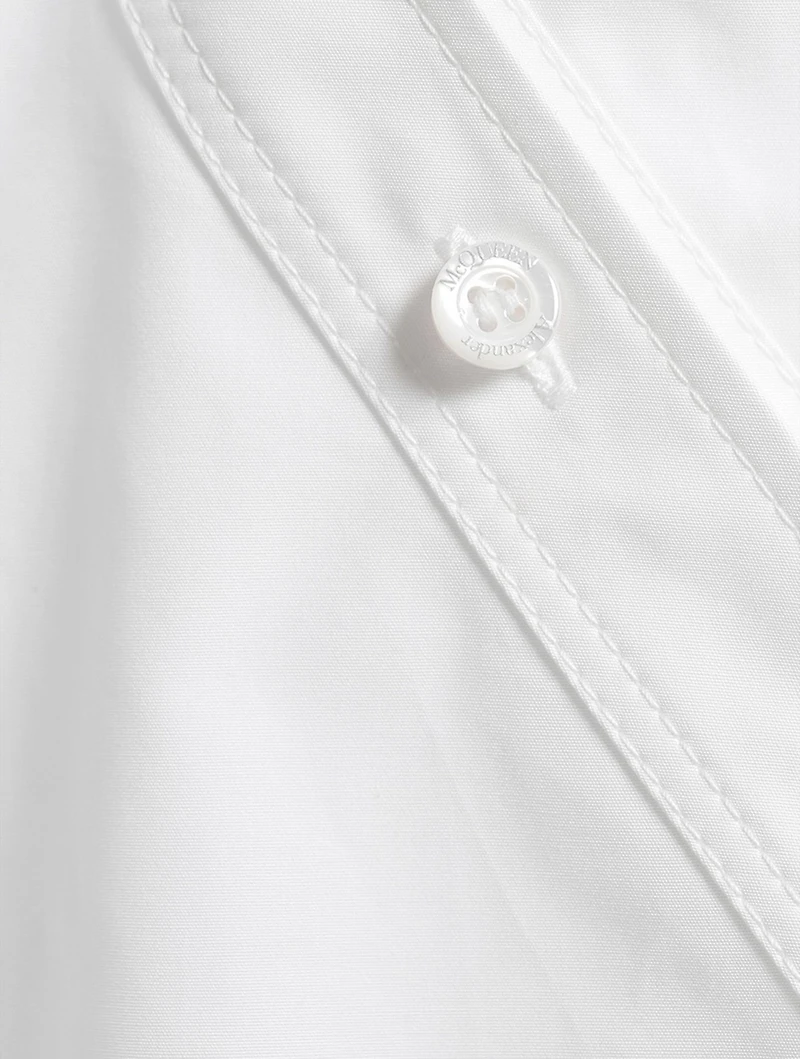 Asymmetrical Wrap Poplin Blouse