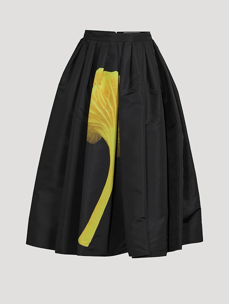 Mushroom Pleated Midi Skirt