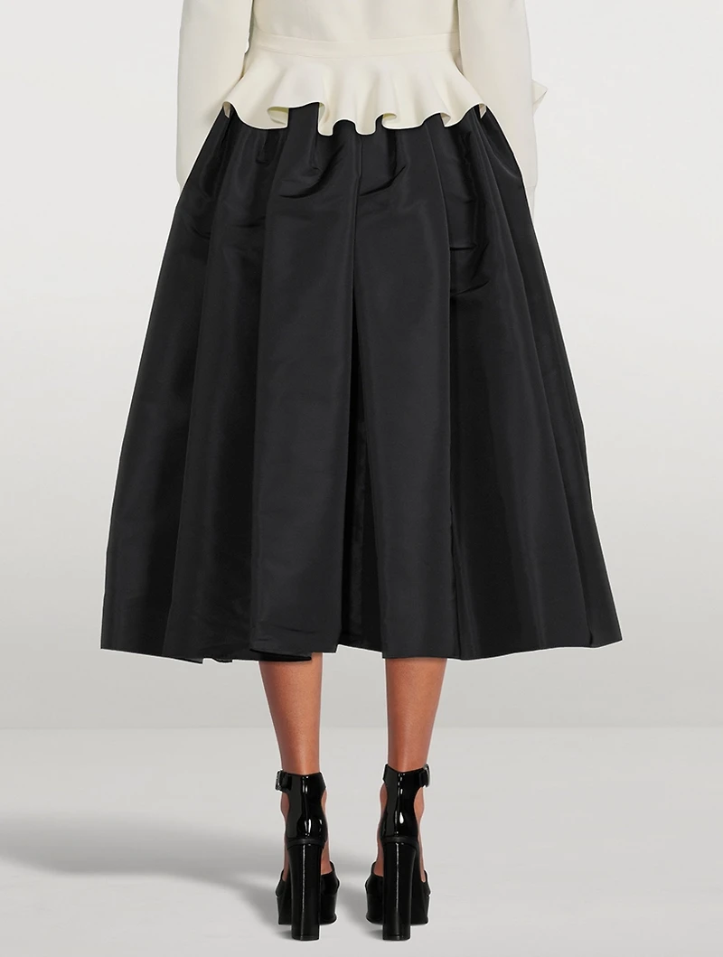 Mushroom Pleated Midi Skirt